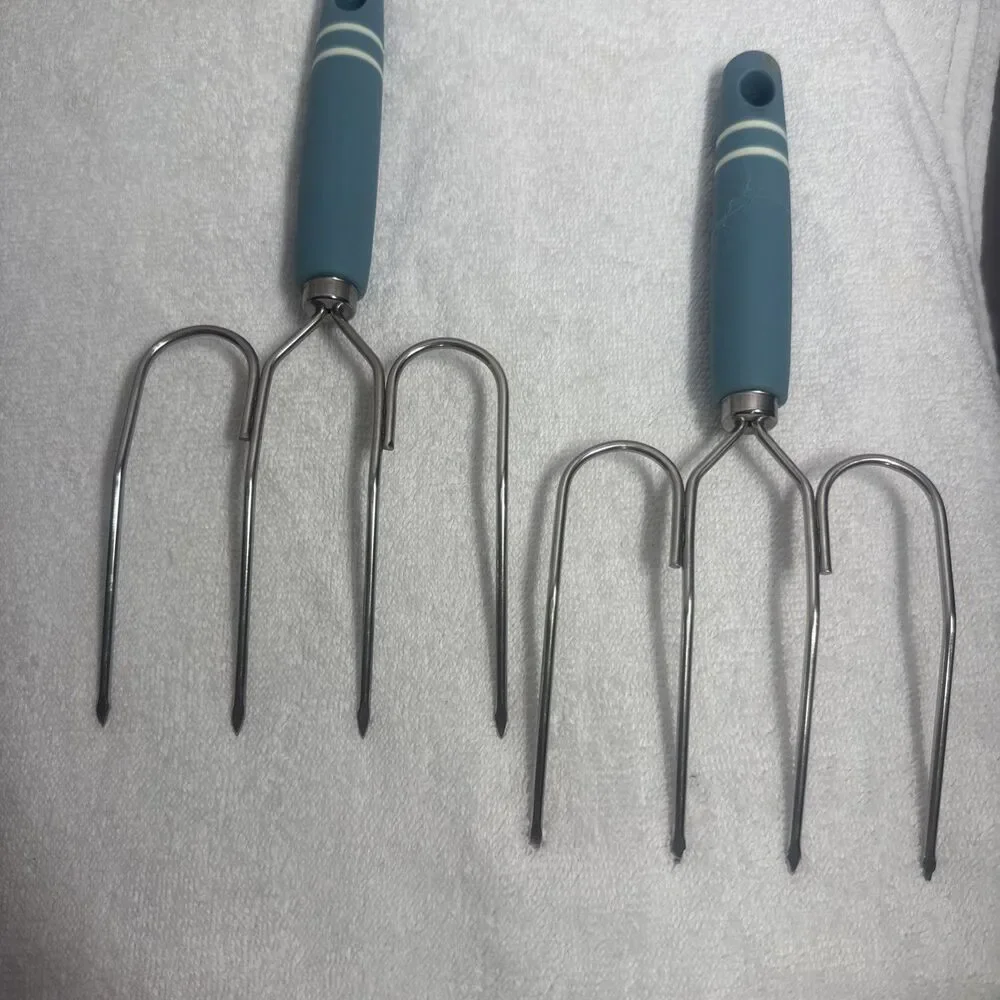 Paula Deen S.S. Meat /Turkey Lifters with Soft Pacific Blue Foam Grip Handles